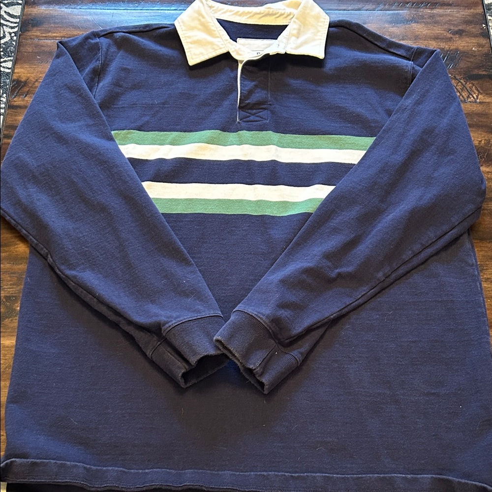 L.L. Bean Rugby Shirt Men’s Large Navy Long-Sleeve Preppy Sporty Collegiate - Picture 13 of 13